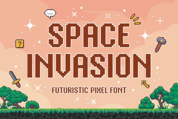 Space Invasion Pixel Font for Handmade Labels & Printables